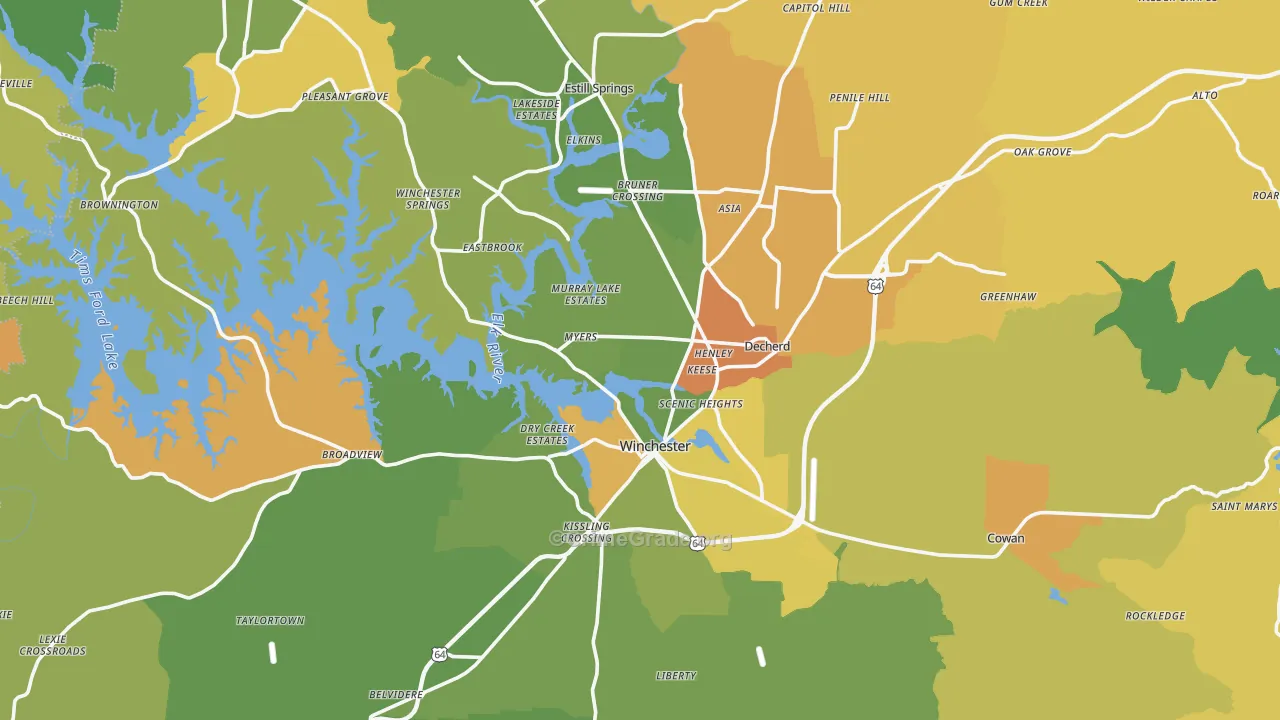 Franklin County, TN Map of Burglary Rates