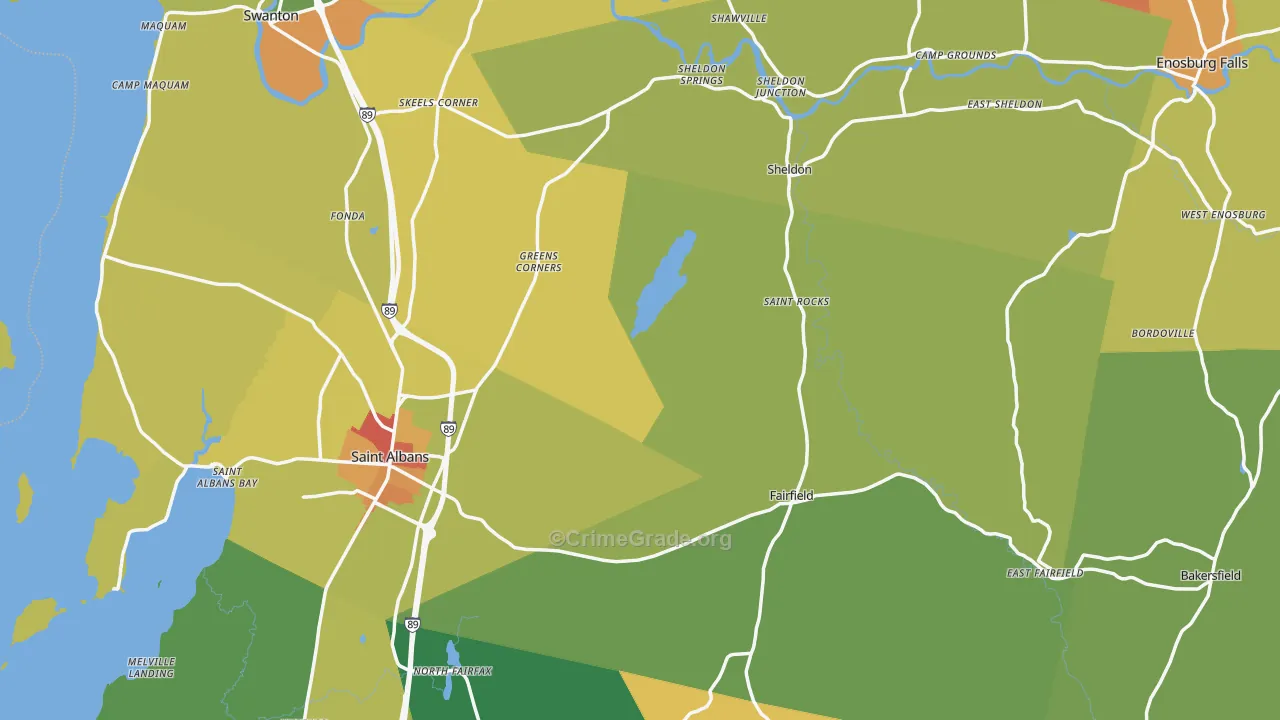 Franklin County, VT Map of Burglary Rates
