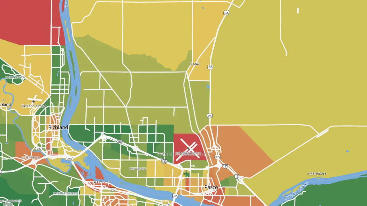 Franklin County, WA Map of Burglary Rates