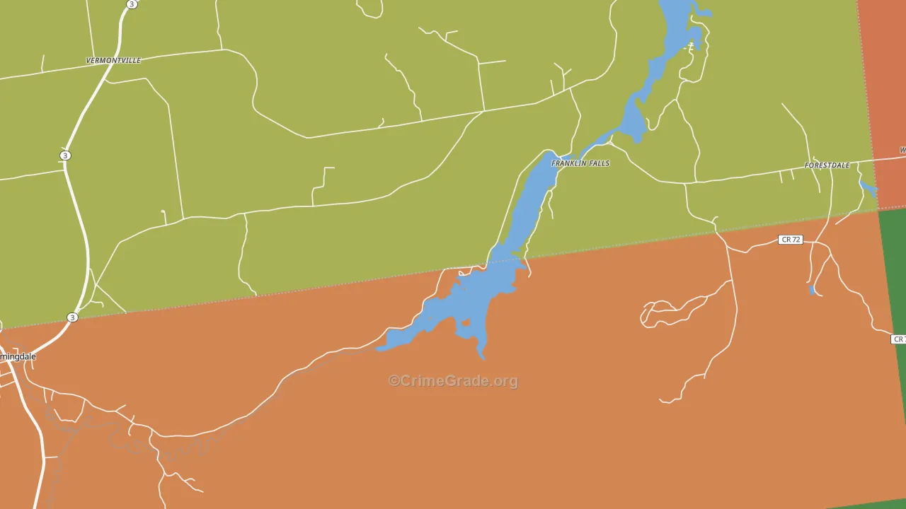 Franklin Falls, NY Map of Burglary Rates