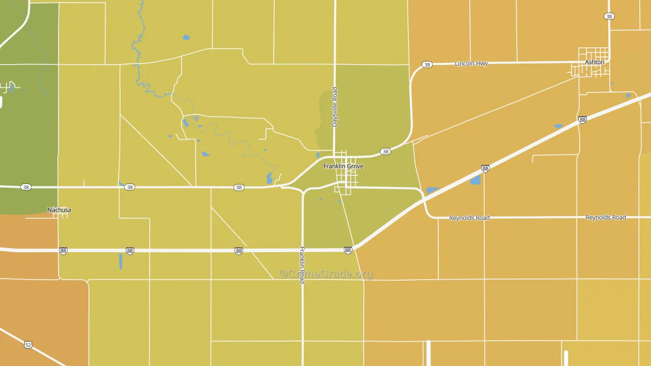 Franklin Grove, IL Map of Burglary Rates
