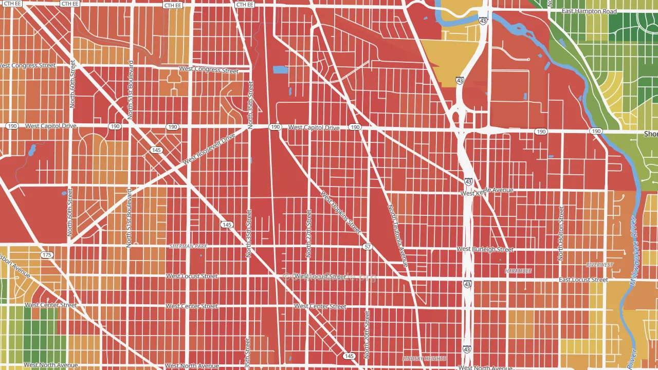 Franklin Heights, Milwaukee, WI Map of Burglary Rates