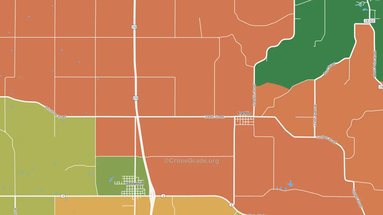 Franklin, IA Map of Burglary Rates
