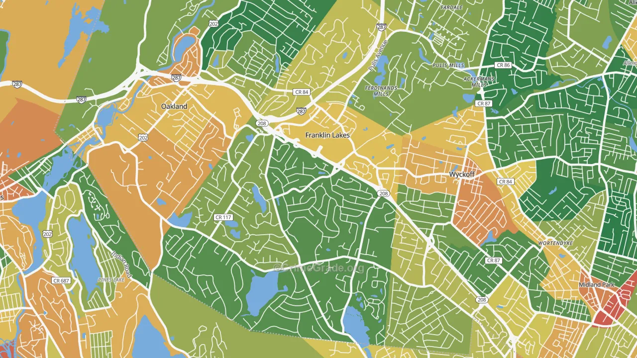 Franklin Lakes, NJ Map of Burglary Rates