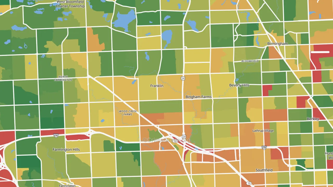 Franklin, MI Map of Burglary Rates