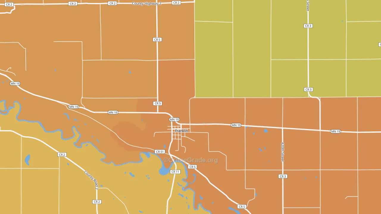 Franklin, MN Map of Burglary Rates