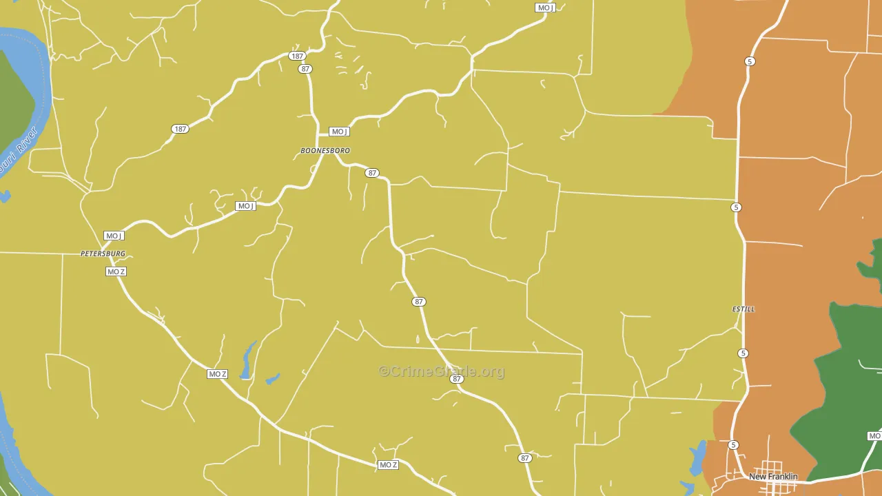 Franklin, MO Map of Burglary Rates