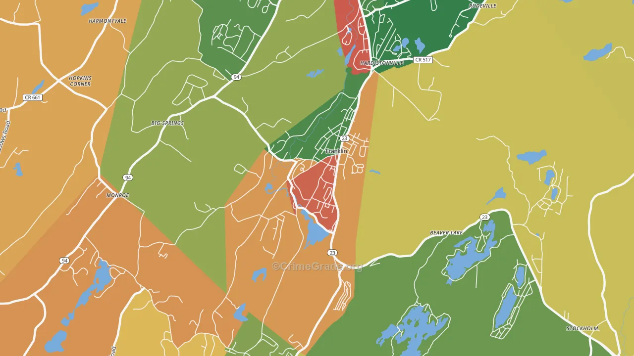 Franklin, NJ Map of Burglary Rates