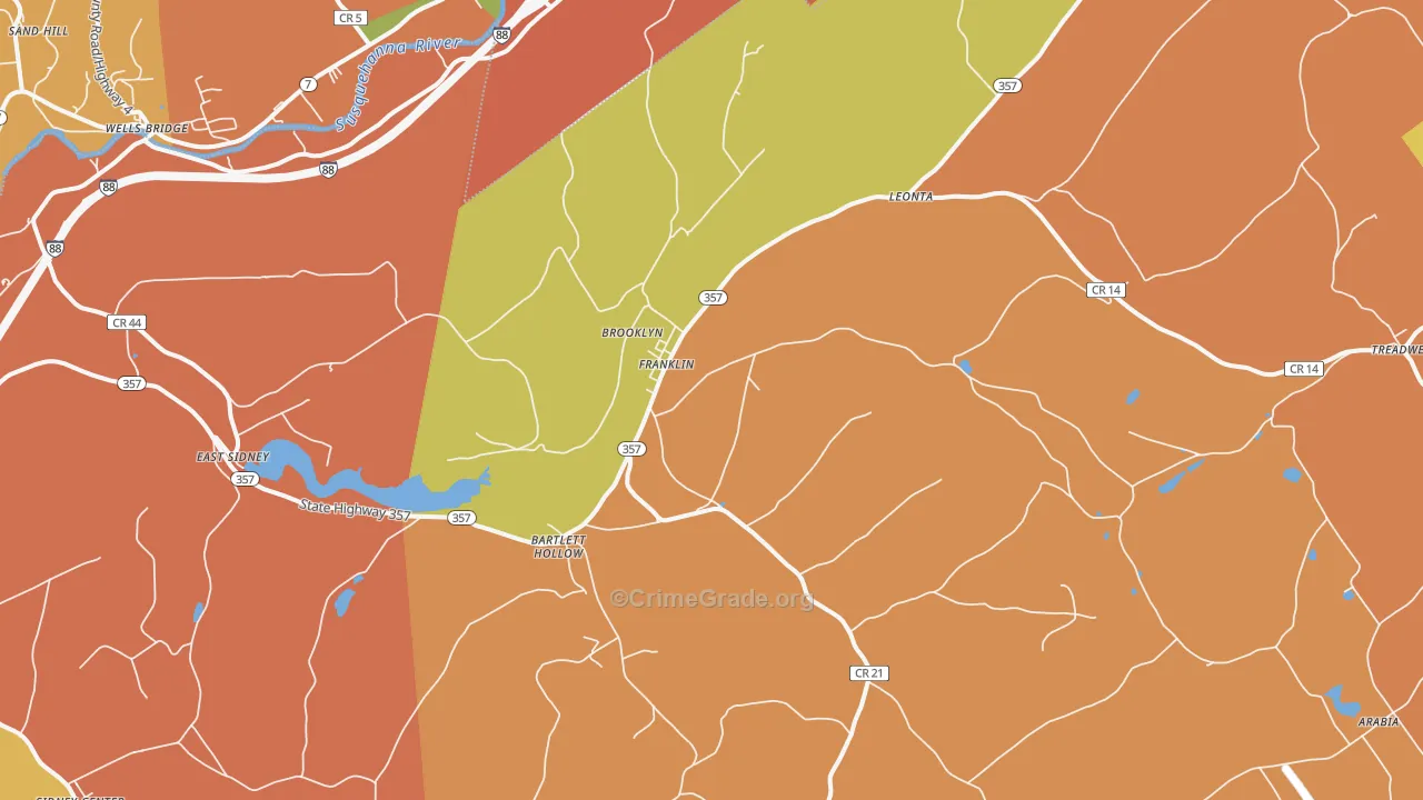 Franklin, NY Map of Burglary Rates