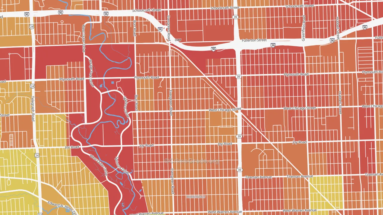 Franklin Park, Detroit, MI Map of Burglary Rates