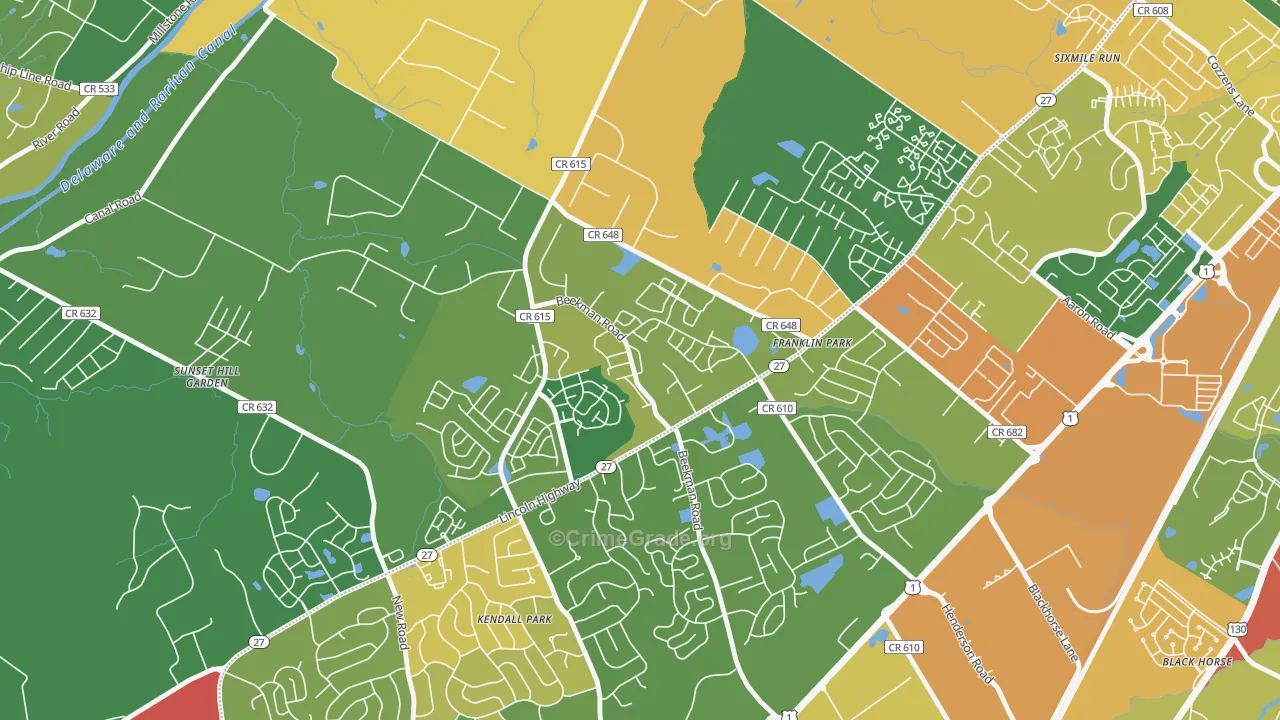 Franklin Park, NJ Map of Burglary Rates