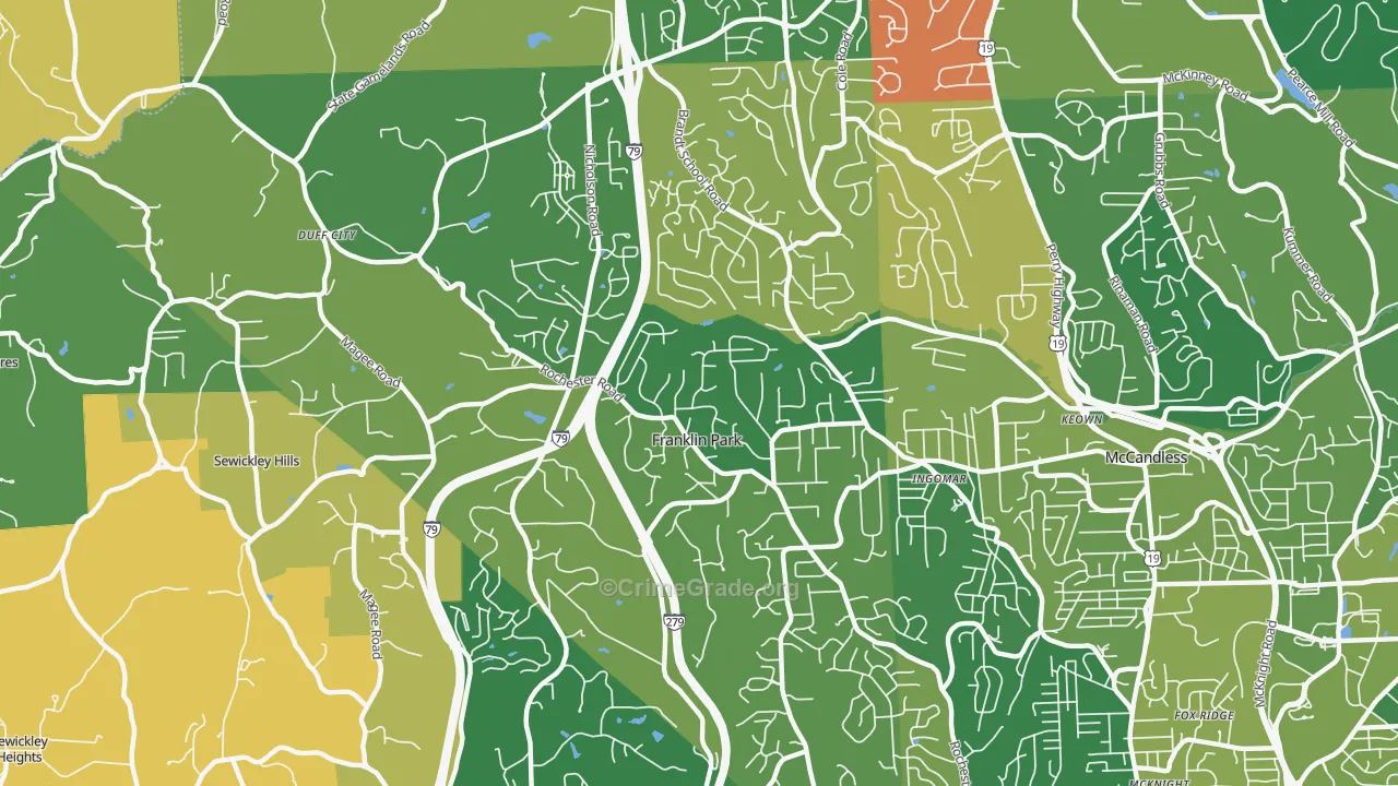 Franklin Park, PA Map of Burglary Rates