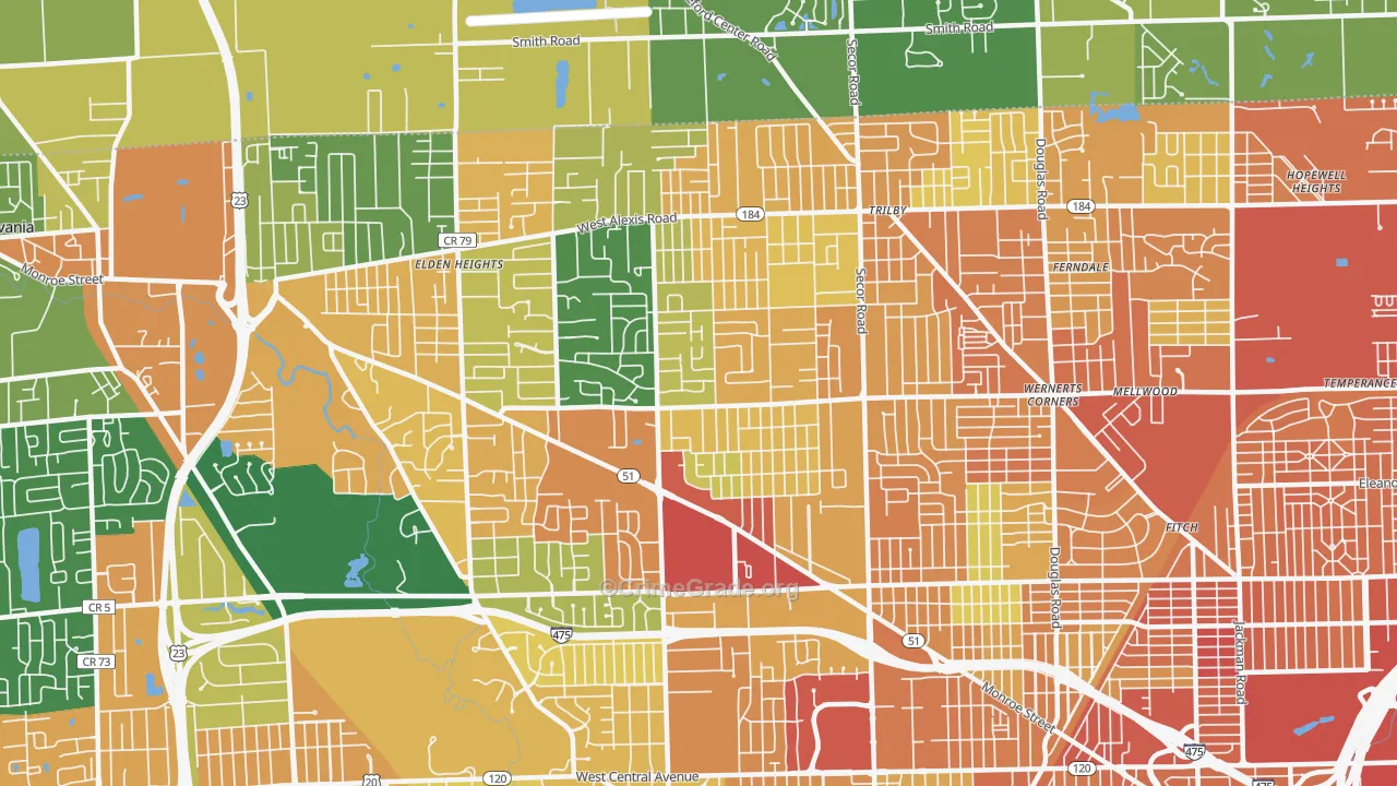 Franklin Park, Toledo, OH Map of Burglary Rates