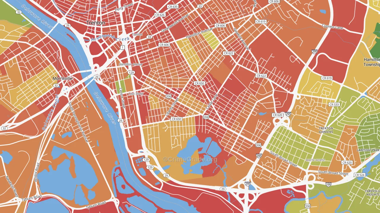 Franklin Park, Trenton, NJ Map of Burglary Rates