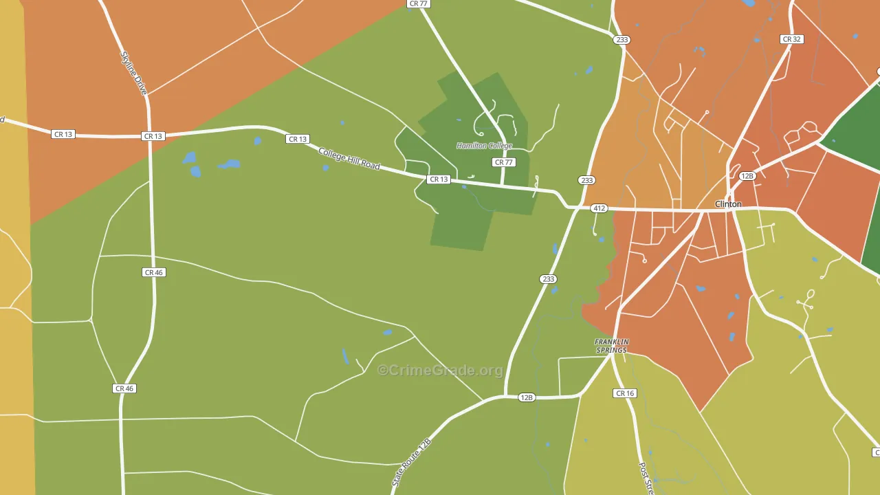 Franklin Springs, NY Map of Burglary Rates