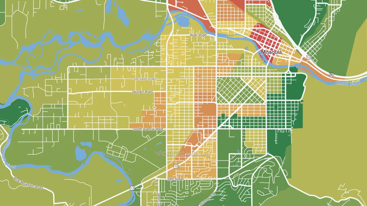 Franklin To The Fort, Missoula, MT Map of Burglary Rates