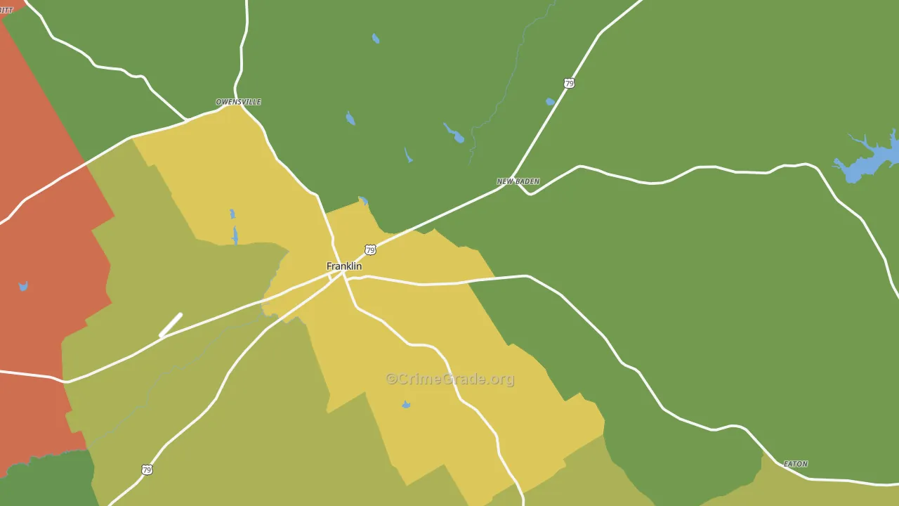 Franklin, TX Map of Burglary Rates