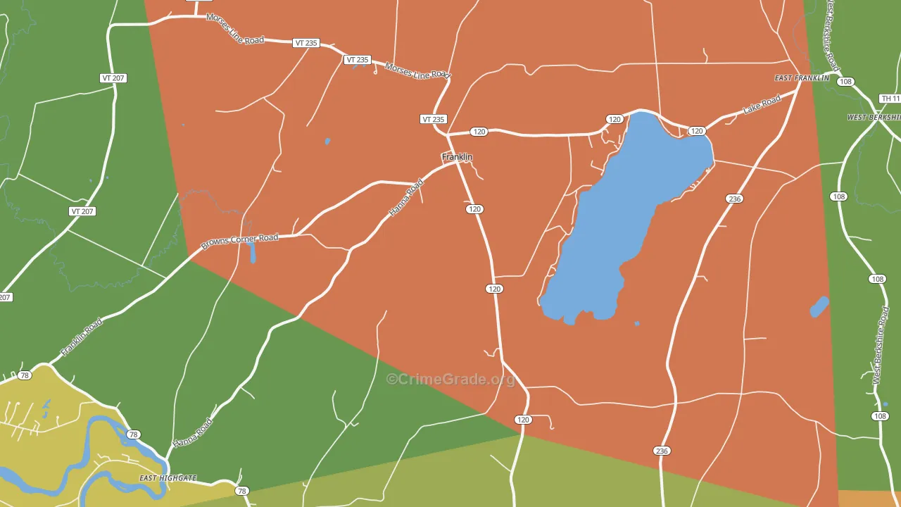 Franklin, VT Map of Burglary Rates