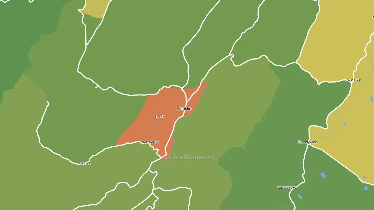 Franklin, WV Map of Burglary Rates