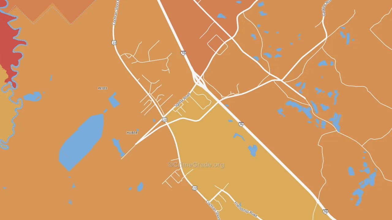Franklinton, GA Map of Burglary Rates