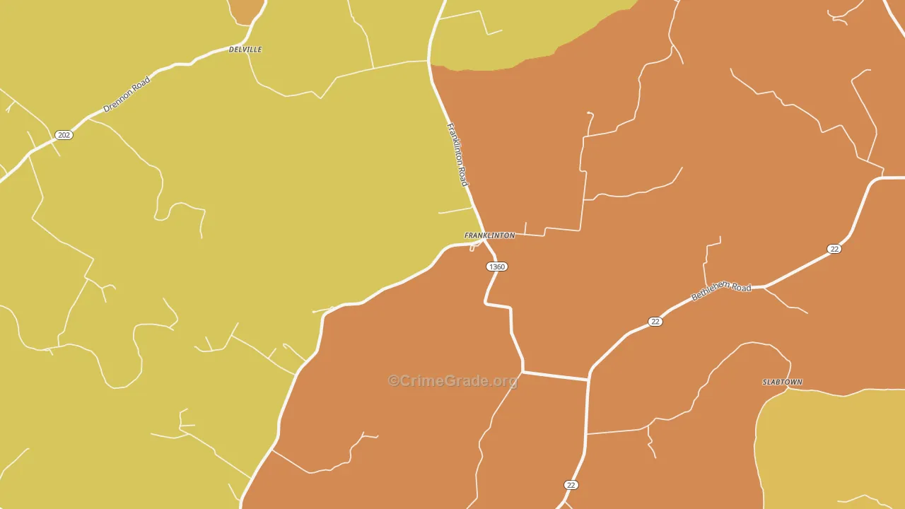Franklinton, KY Map of Burglary Rates