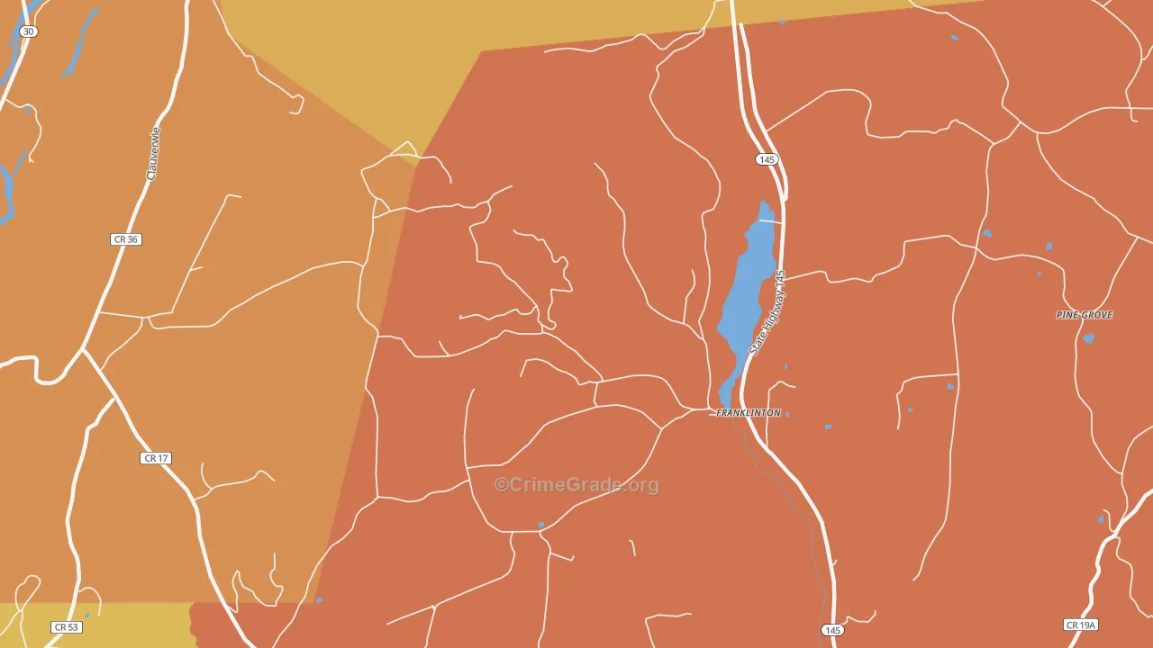Franklinton, NY Map of Burglary Rates