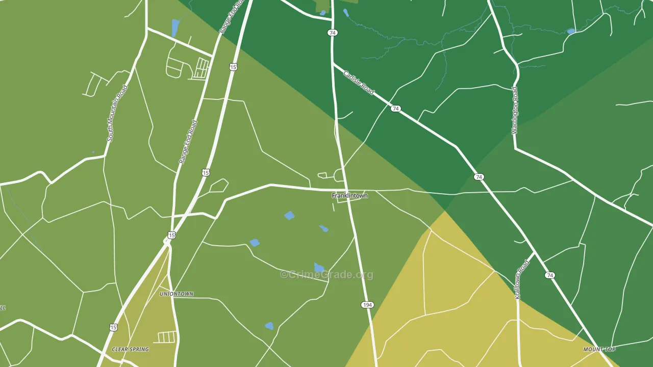 Franklintown, PA Map of Burglary Rates