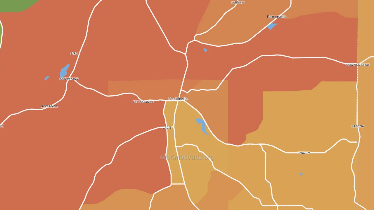 Franklinville, NY Map of Burglary Rates