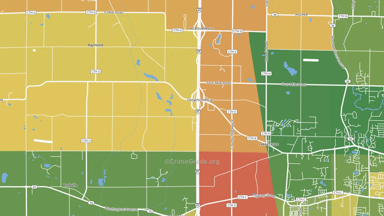 Franksville, WI Map of Burglary Rates