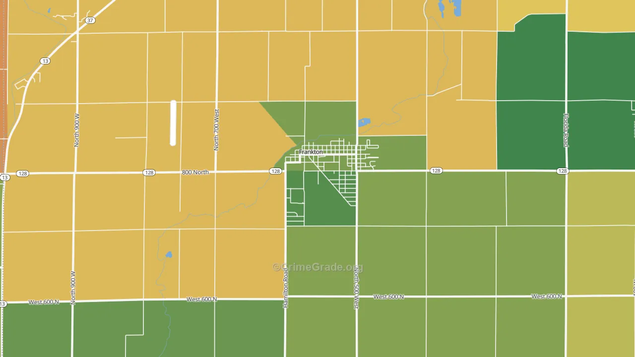 Frankton, IN Map of Burglary Rates