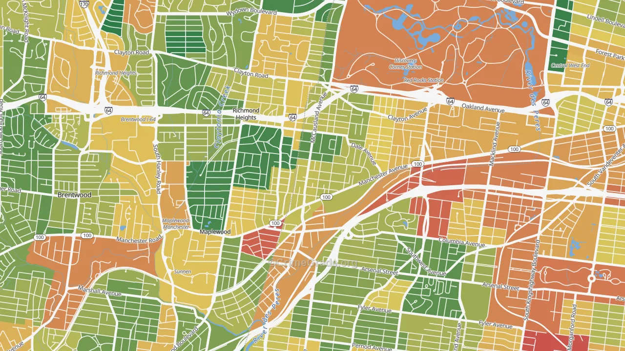 Franz Park, St. Louis, MO Map of Burglary Rates