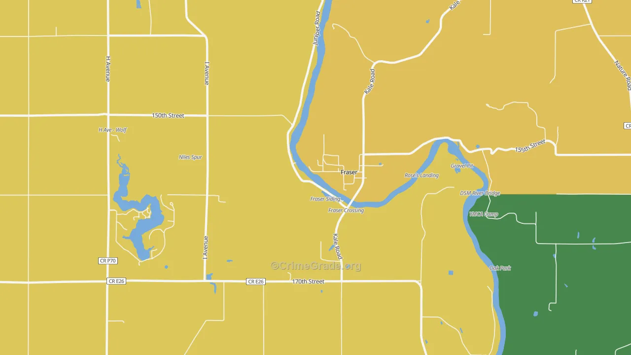 Fraser, IA Map of Burglary Rates