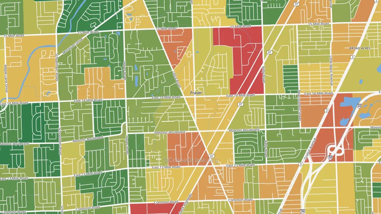 Fraser, MI Map of Burglary Rates