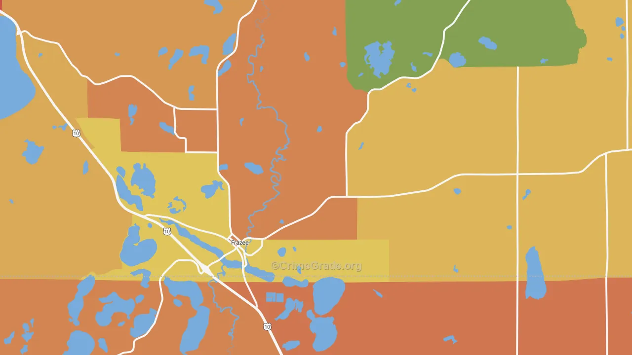 Frazee, MN Map of Burglary Rates