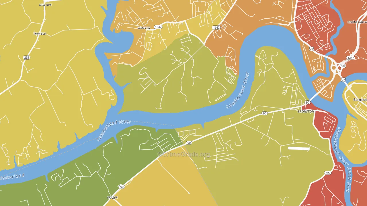 Frazer, KY Map of Burglary Rates