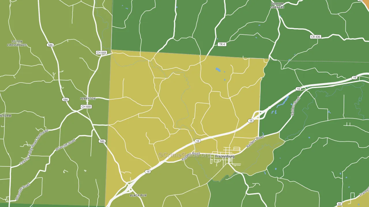 Frazeysburg, OH Map of Burglary Rates
