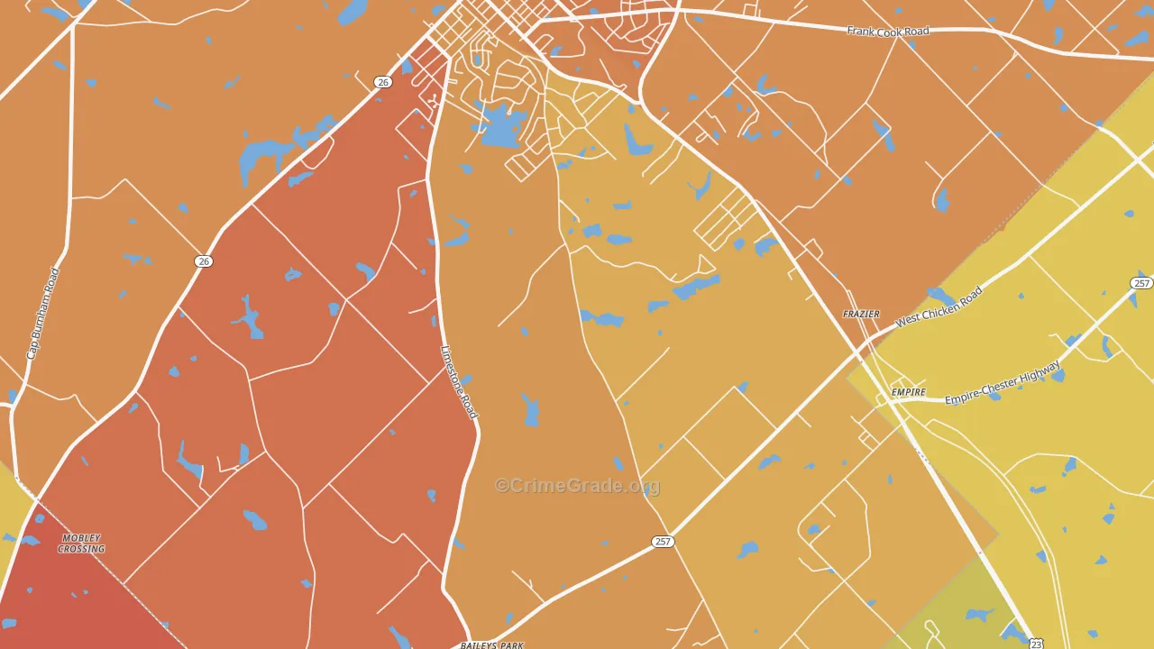 Frazier, GA Map of Burglary Rates