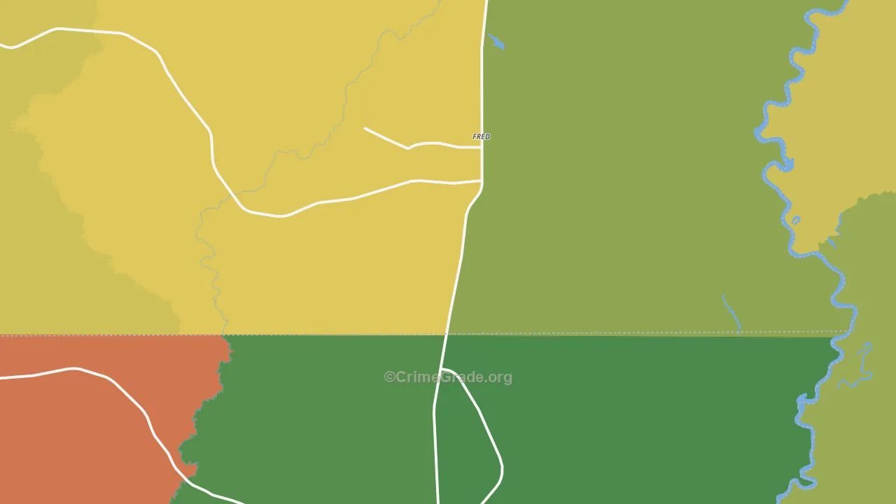 Fred, TX Map of Burglary Rates