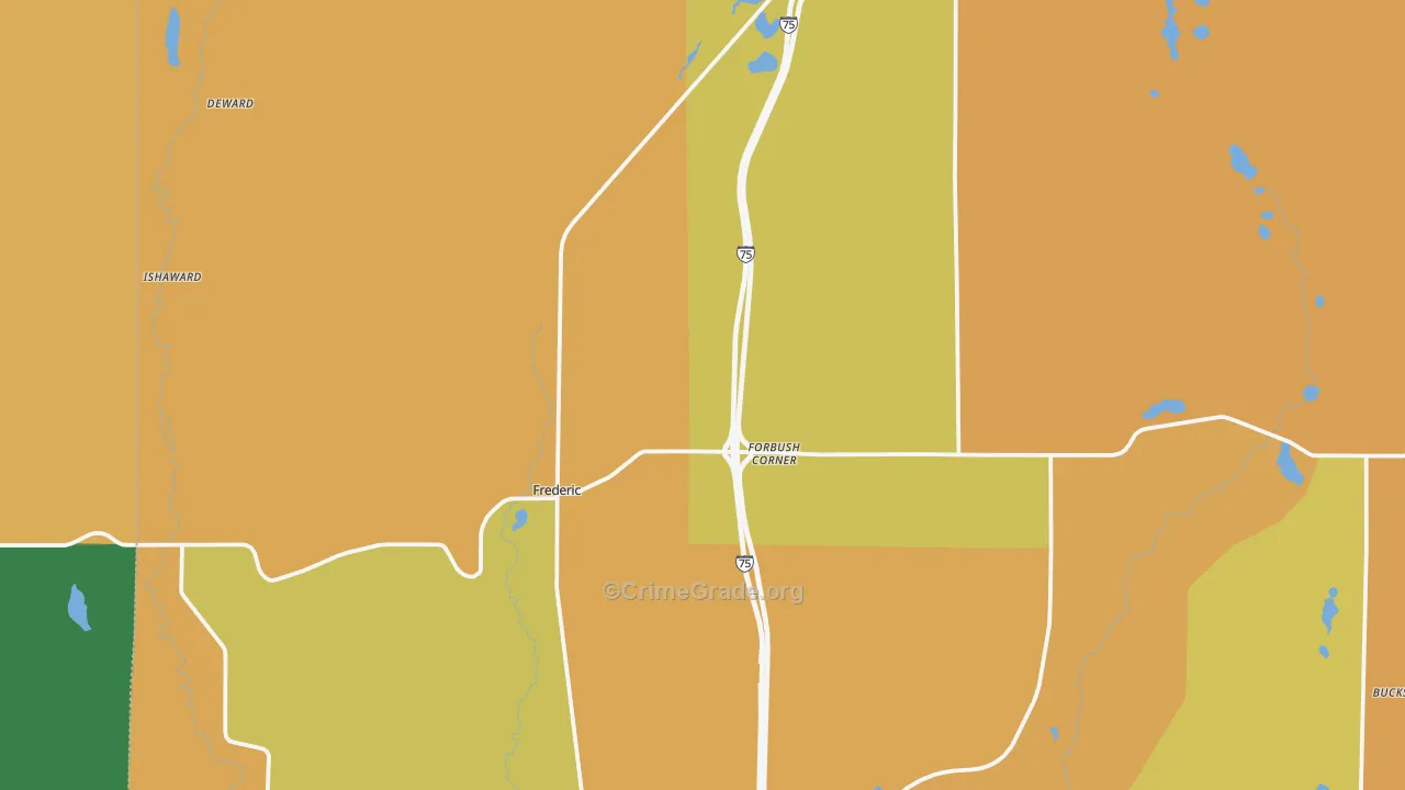 Frederic, MI Map of Burglary Rates