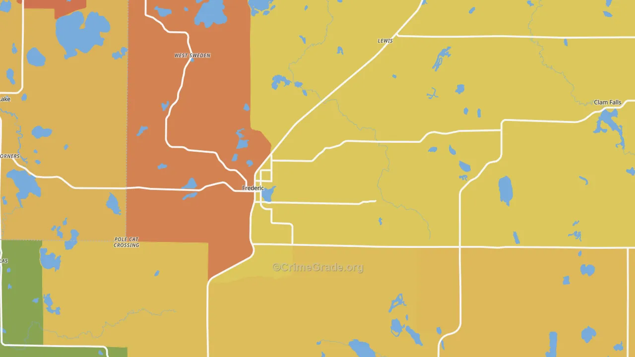 Frederic, WI Map of Burglary Rates