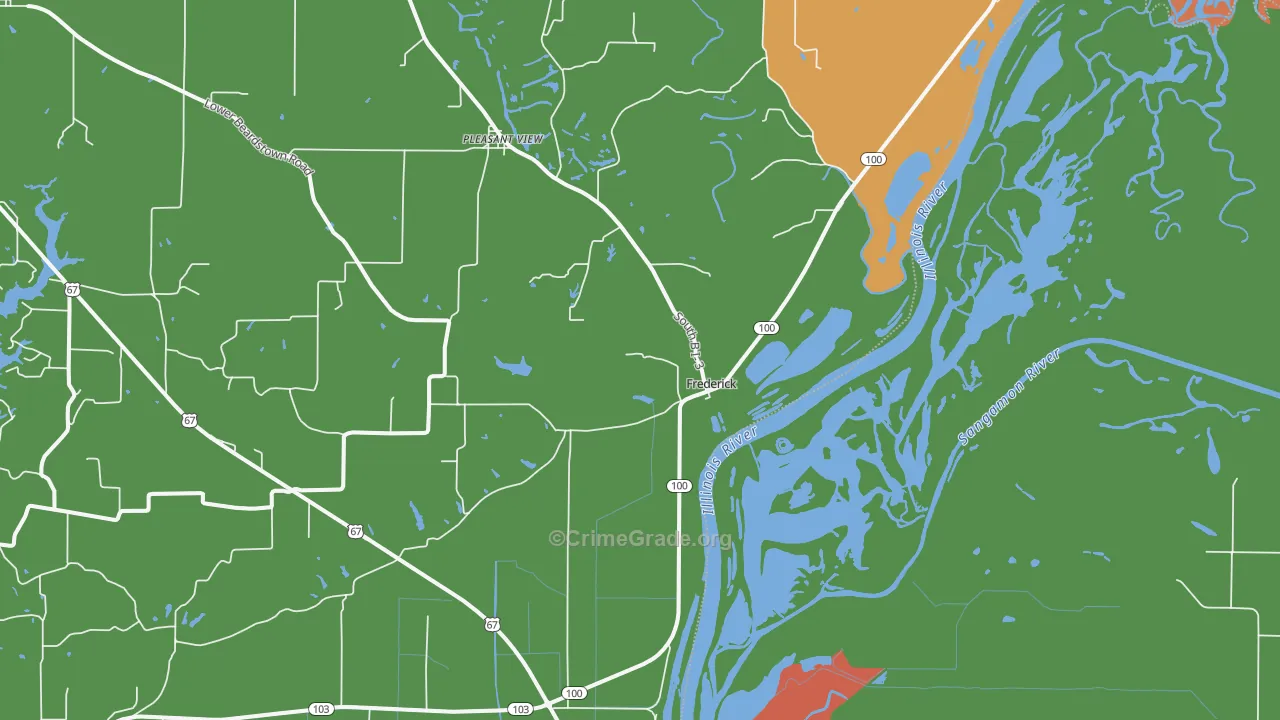 Frederick, IL Map of Burglary Rates
