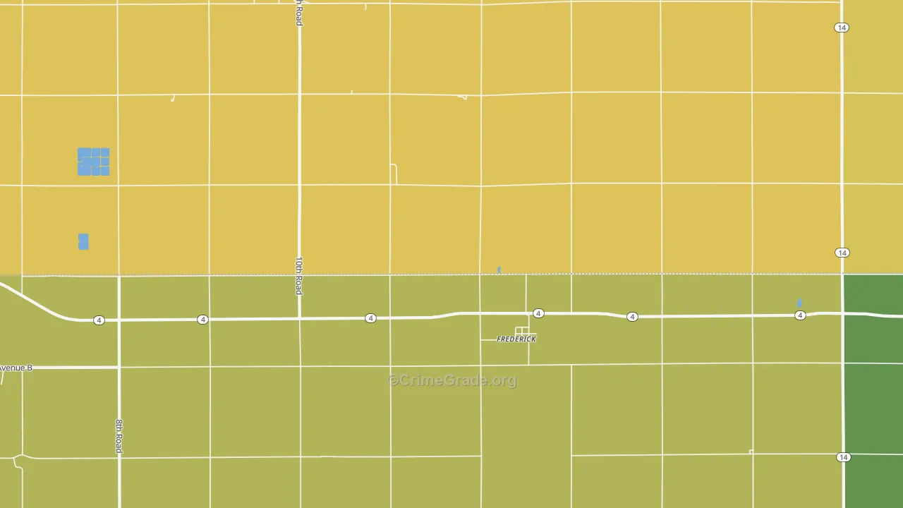 Frederick, KS Map of Burglary Rates