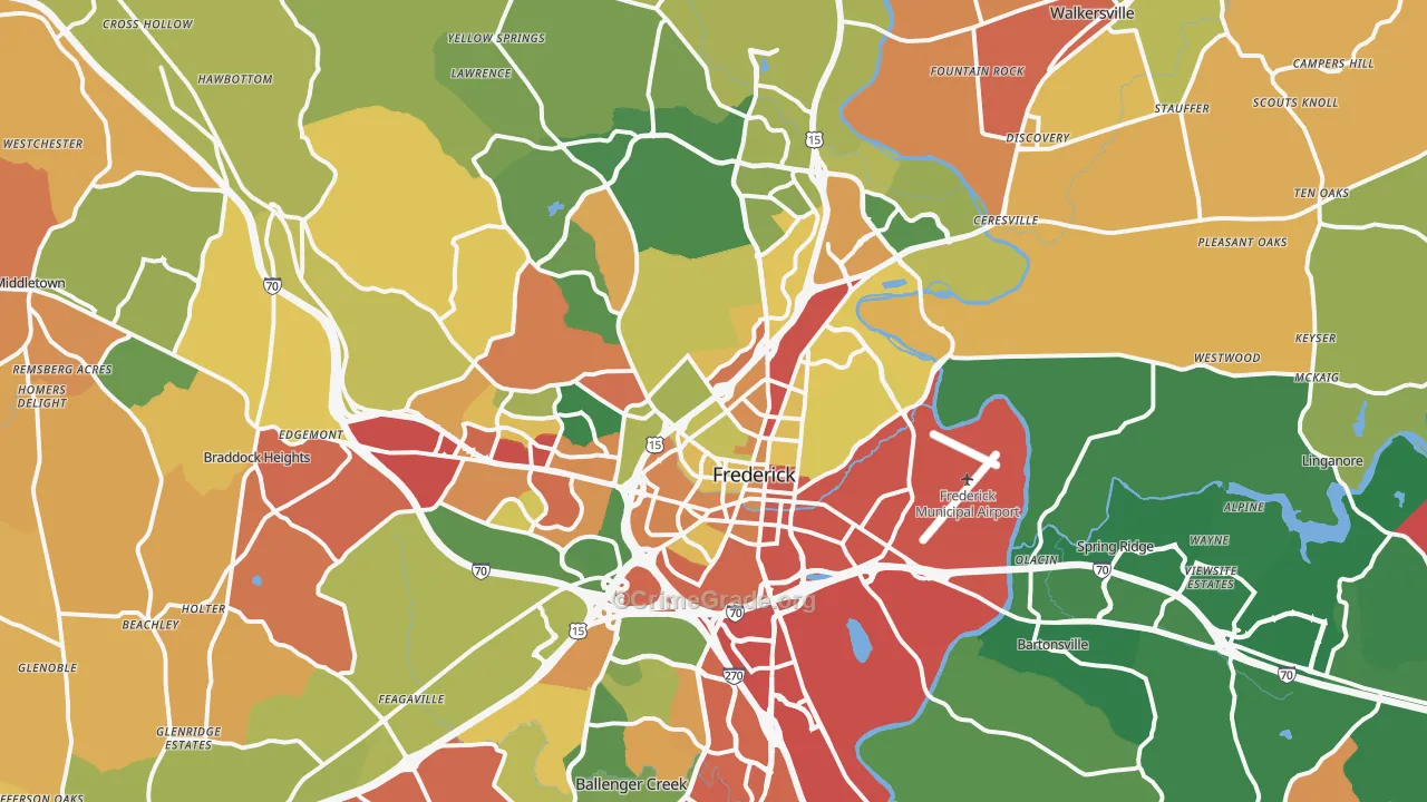 Frederick, MD Map of Burglary Rates