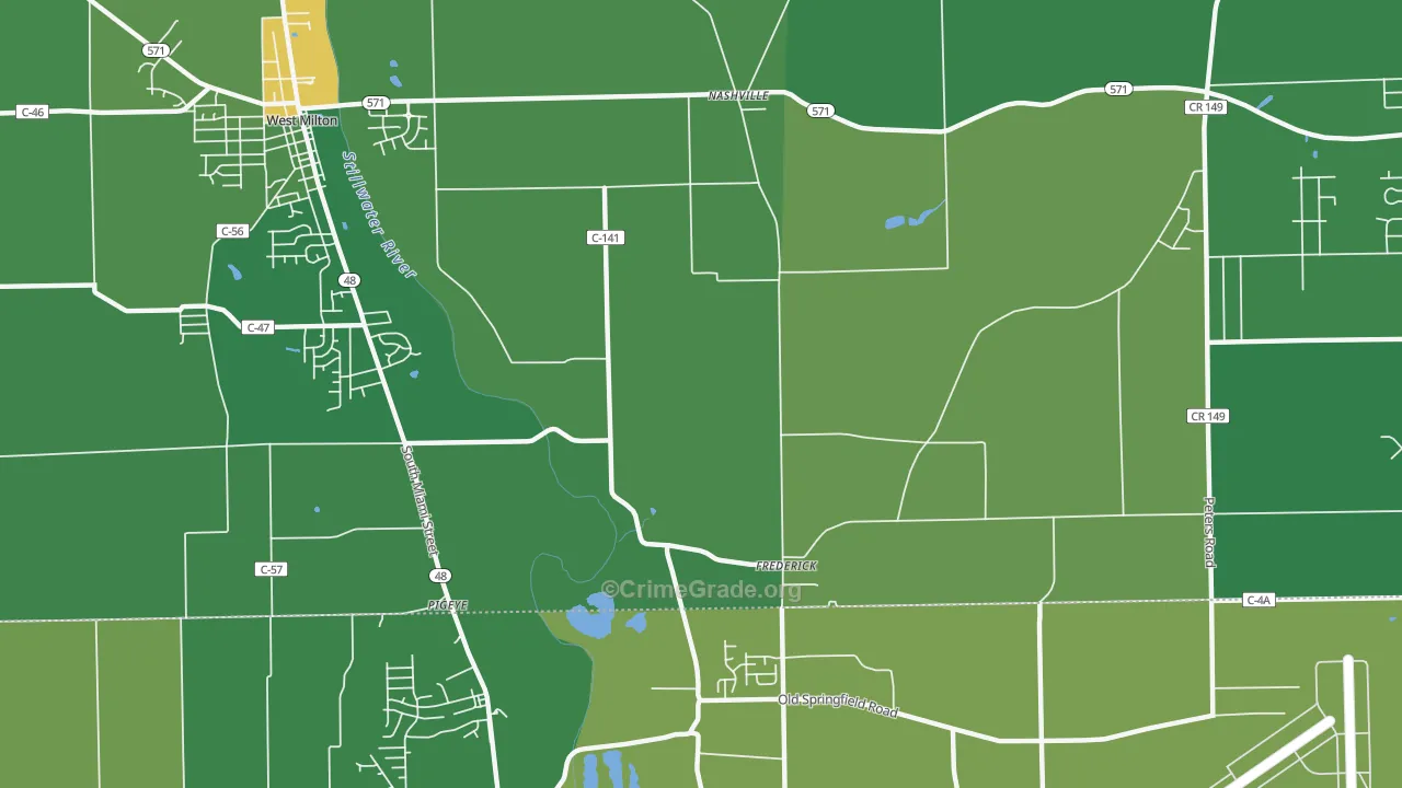 Frederick, OH Map of Burglary Rates