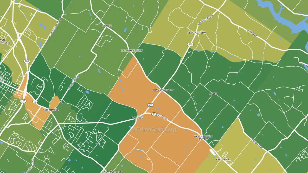 Frederick, PA Map of Burglary Rates
