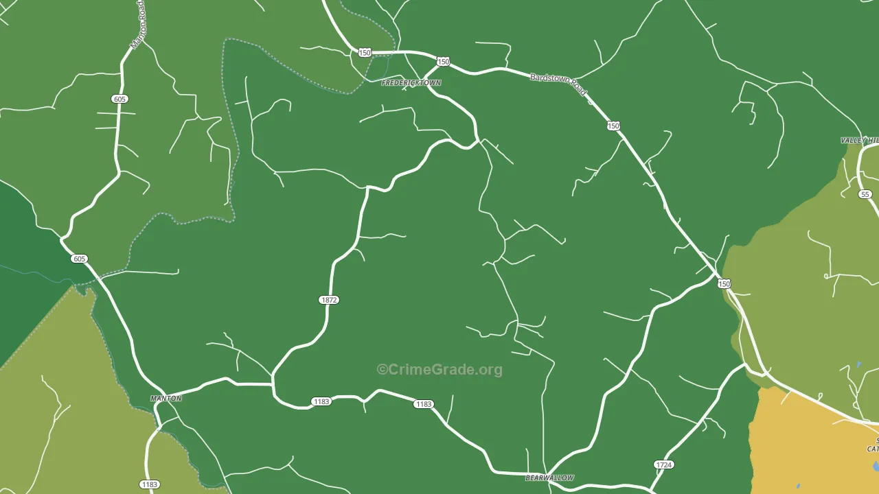Fredericktown, KY Map of Burglary Rates