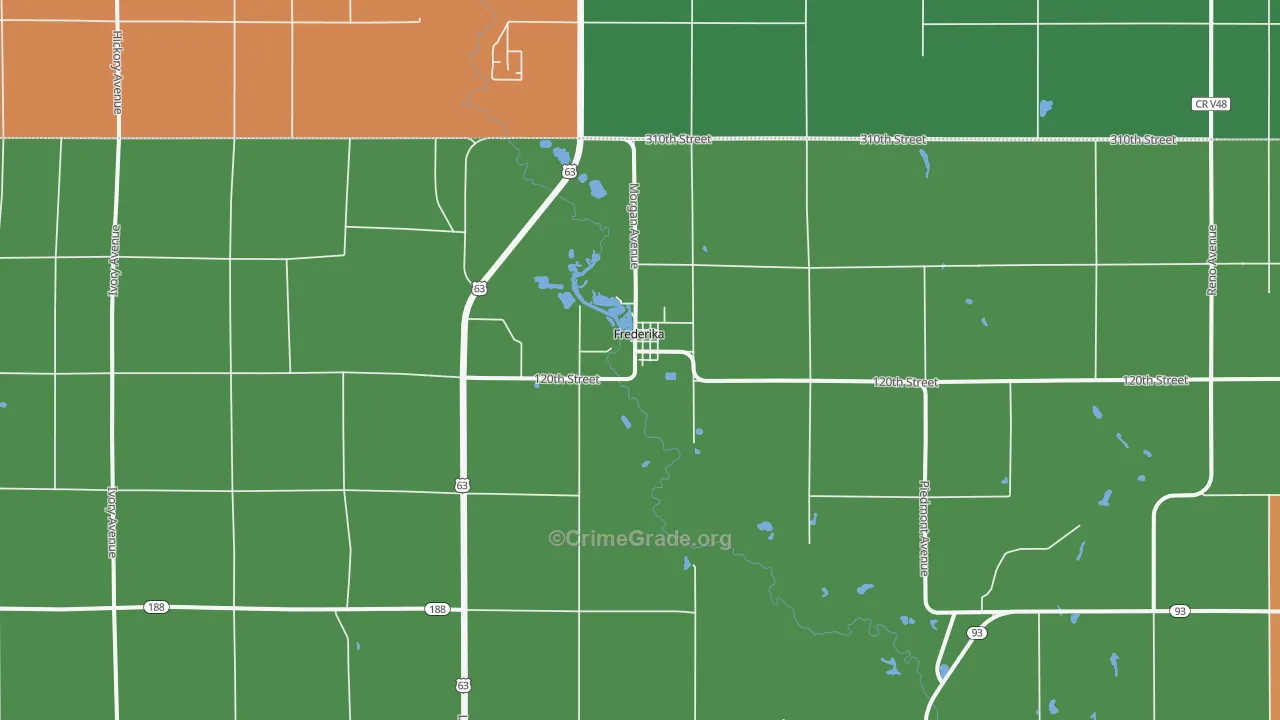 Frederika, IA Map of Burglary Rates