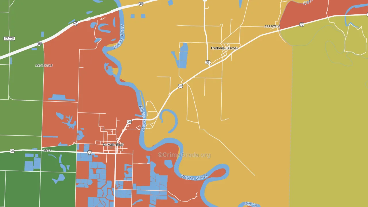 Fredonia, AR Map of Burglary Rates