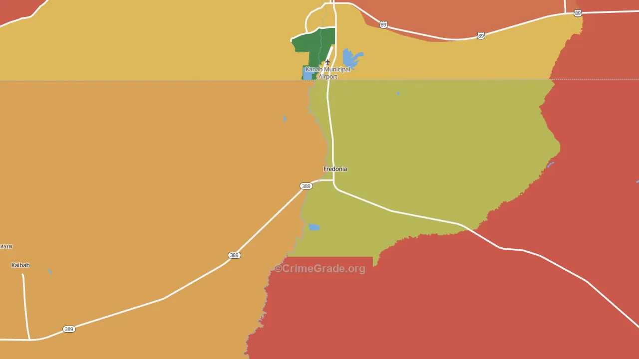 Fredonia, AZ Map of Burglary Rates