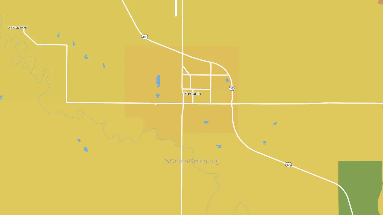 Fredonia, KS Map of Burglary Rates